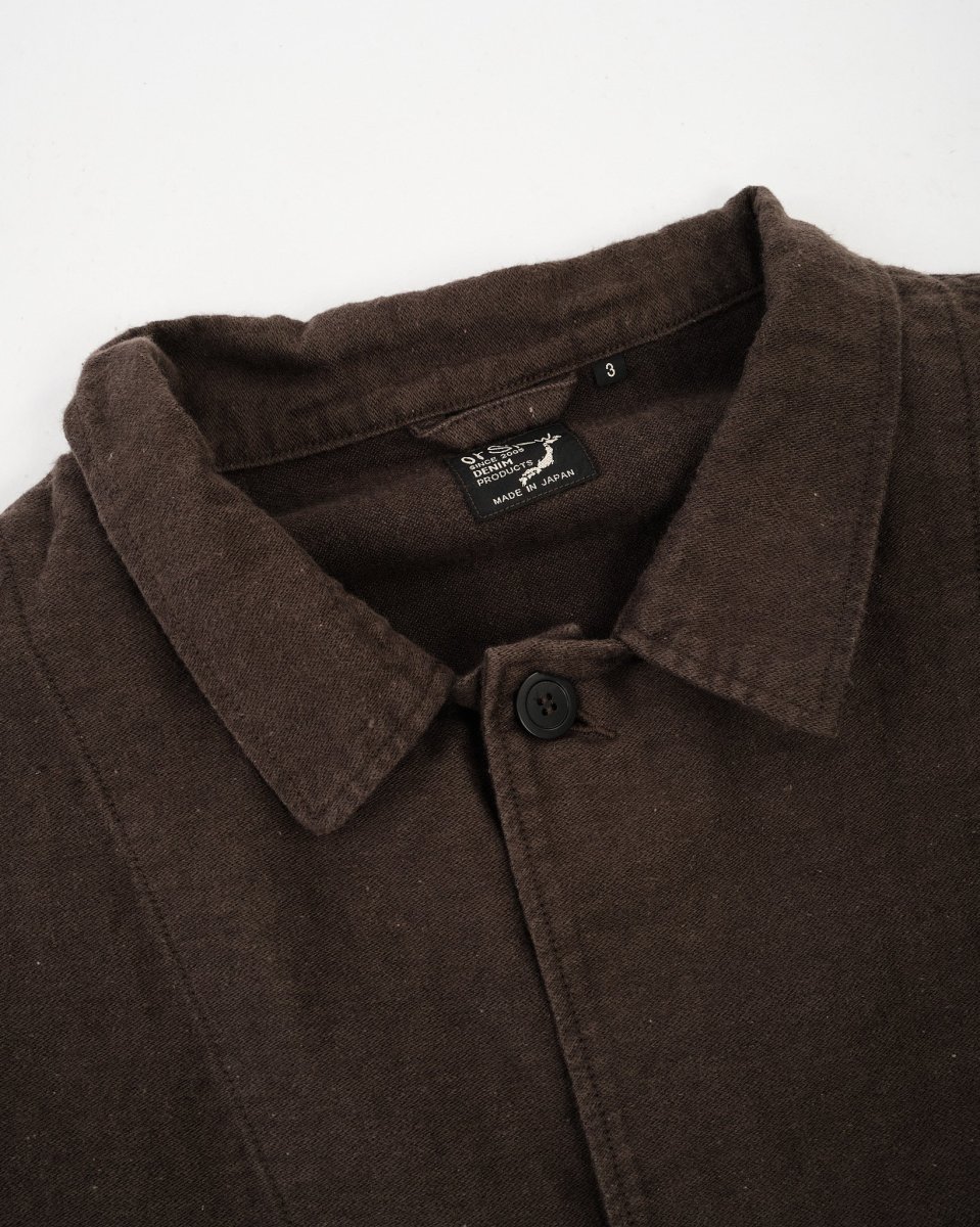COTTON LINEN MOLESKIN RELAX FIT SIMPLE WORK JACKET CHARCOAL GRAY - Image 6