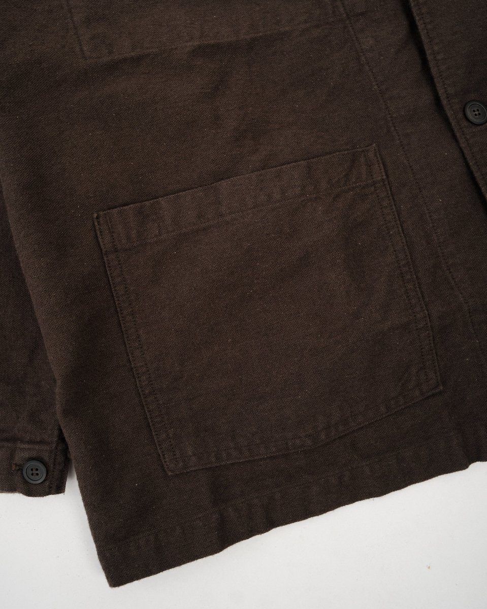 COTTON LINEN MOLESKIN RELAX FIT SIMPLE WORK JACKET CHARCOAL GRAY - Image 7