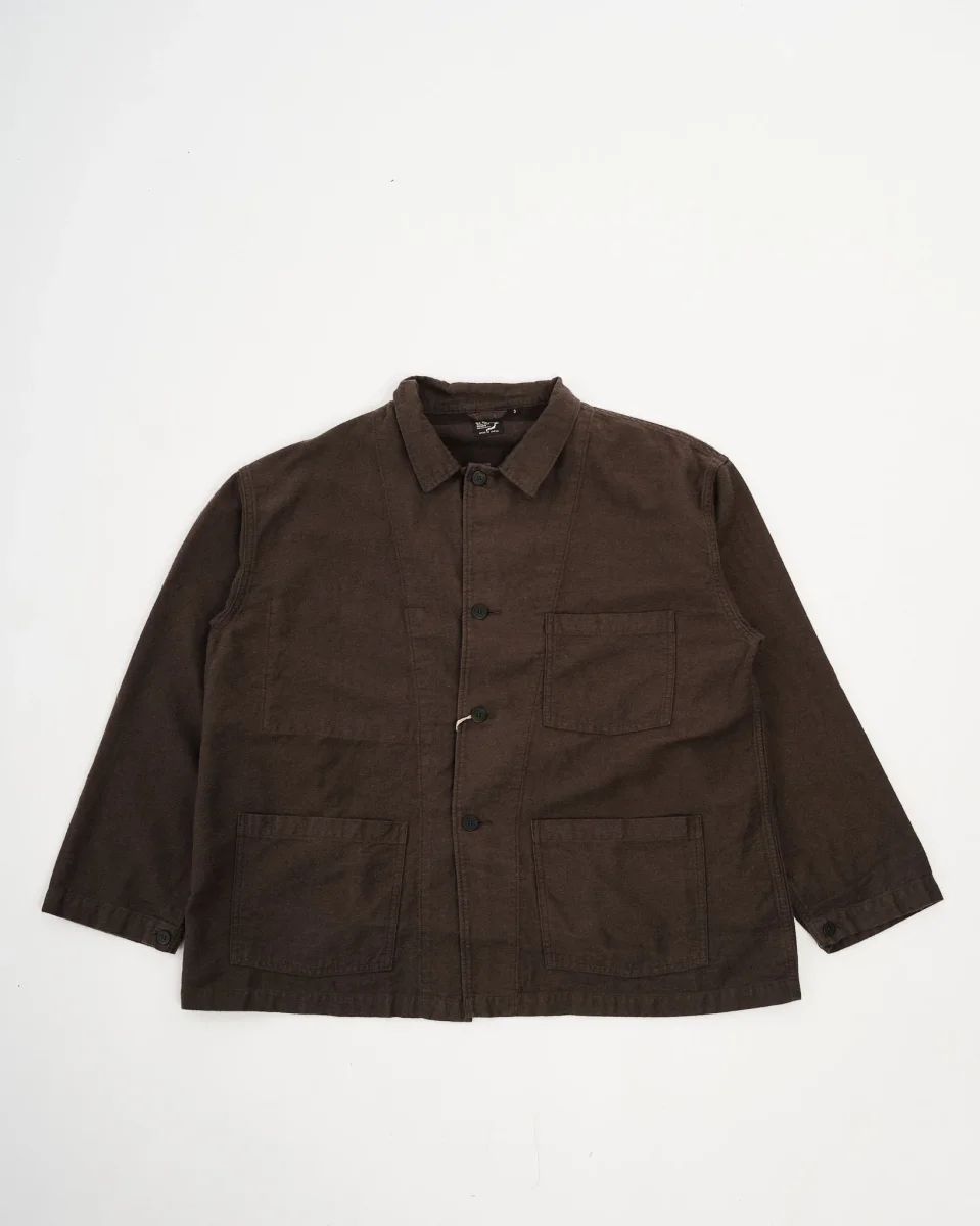 COTTON LINEN MOLESKIN RELAX FIT SIMPLE WORK JACKET CHARCOAL GRAY - Image 2