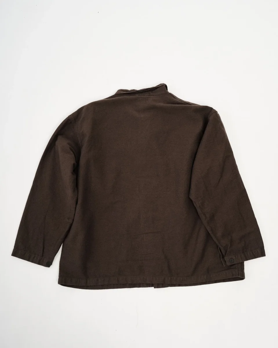 COTTON LINEN MOLESKIN RELAX FIT SIMPLE WORK JACKET CHARCOAL GRAY - Image 9