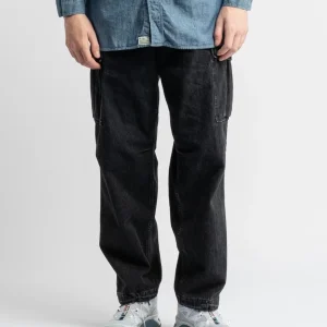 US Army Vintage Fit 6 Pockets Black Denim Stone Cargo Pants D61S