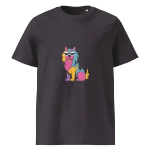 Värikäs koira t-paita luomu unisex