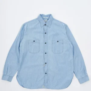 VINTAGE FIT CHAMBRAY WORK SHIRT USED WASH BLEACHED
