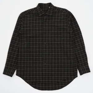 Woolplaid Semi Spread Collar Shirt Brown